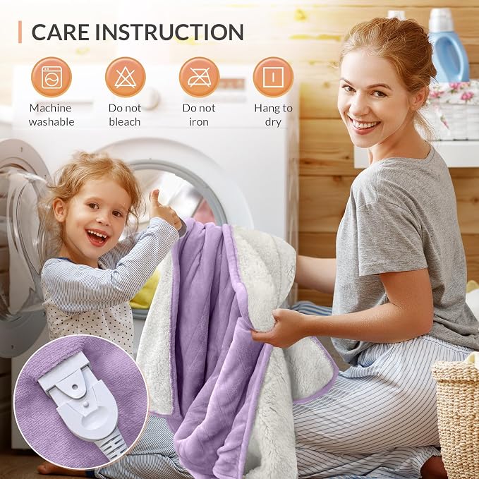 HOMLYNS LuxeHeat Heated Blanket Electric Blanket King Size, Soft Flannel Sherpa - Image 9