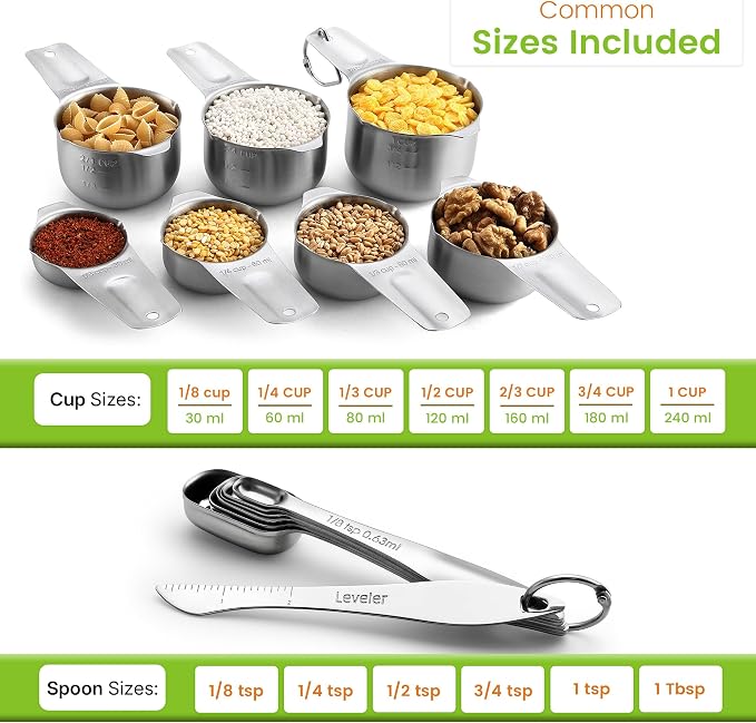 Spring Chef Stainless Steel Measuring Cups and Spoons Set of 14 w/Leveler | - Image 3