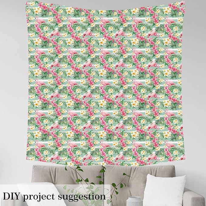 Feelyou Flamingo Upholstery Fabric by The Yard, Tropical Hawaiian Floral - Image 3