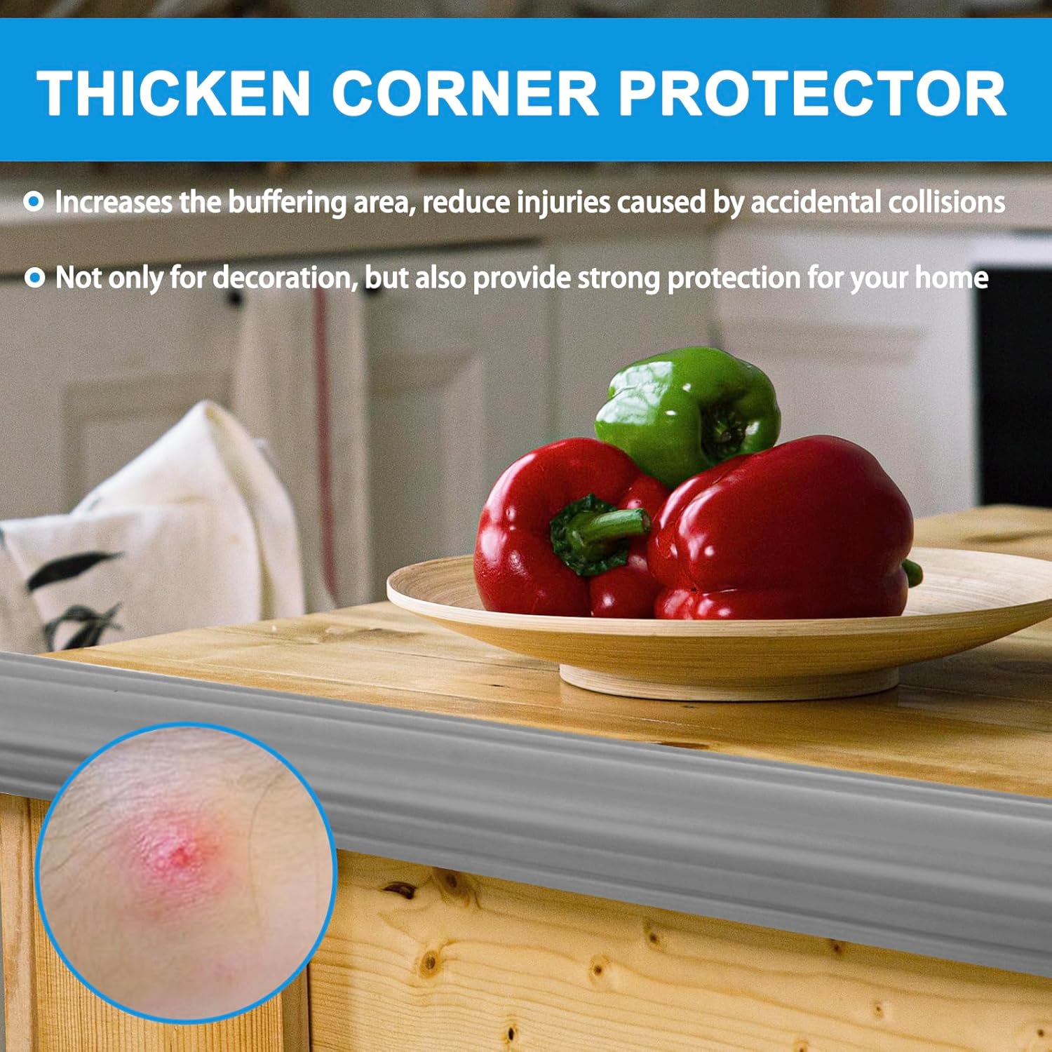 Wall Corner Protector Peel and Stick Corner Trim Molding Flexible Inside & Outside Wall Edge Guard Self Adhesive Moulding Trim for Edge Use, Gray, 0.8” W x 20’ L