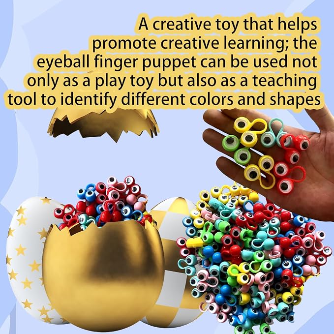100 PCS Eye Finger Puppets Toys Set, Wiggly Eyeball Finger Puppet Eye On Rings - Image 6