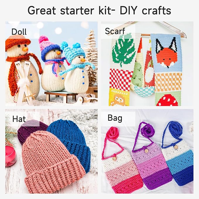 INSCRAFT Crochet Kit for Beginners Adults, 18 Large Acrylic Yarn Skeins 1800 - Image 5