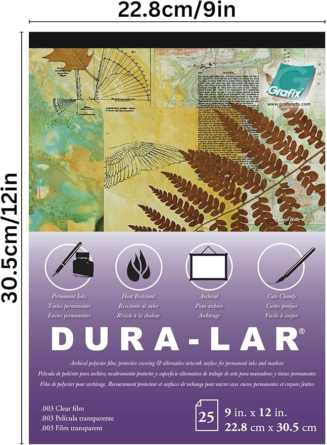 Grafix Dura-Lar 0.003" Film, Ultra Clear, Glossy 9"x12" Sheet, Mylar/Acetate - Image 2