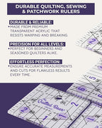 The Quilted Bear Square Quilting Ruler, Transparent Acrylic, 12.5" x 12.5" | - Image 5