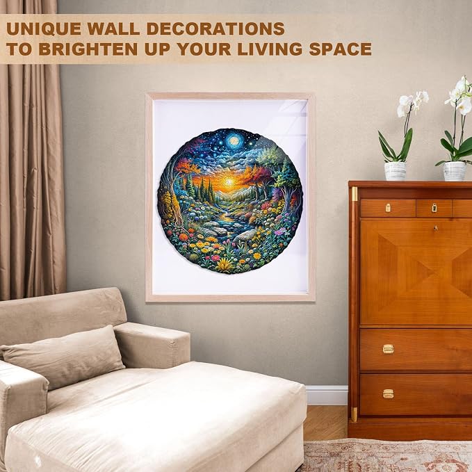 Sun Moon Forest Puzzles Adults Gifts Wooden 100 Pieces 8.5 * 8.5in - Image 7