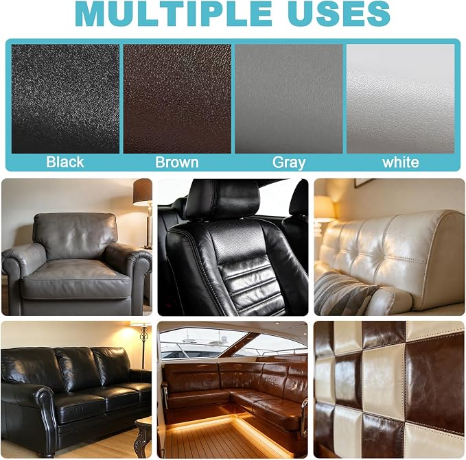 White Faux Leather Fabric 79"×55" Smooth Grain Upholstery Vinyl - Image 7