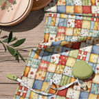 Patchwork Cotton Fabric Panel 61 x 36.6 Inches, Floral Quilt Style Squares - Image 8