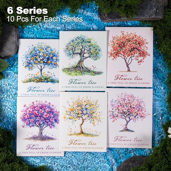 60 Pcs Holographic Floral Tree PET Stickers - Image 2