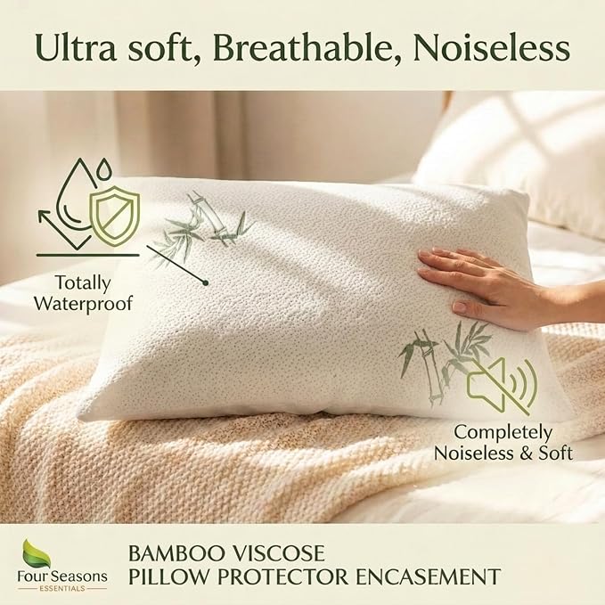 Four Seasons Essentials Body Size Waterproof Pillow Protector - Image 5