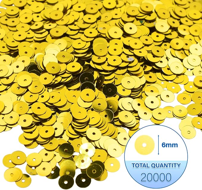 Mandala Crafts 6mm Flat Round Yellow Sequins - Image 3