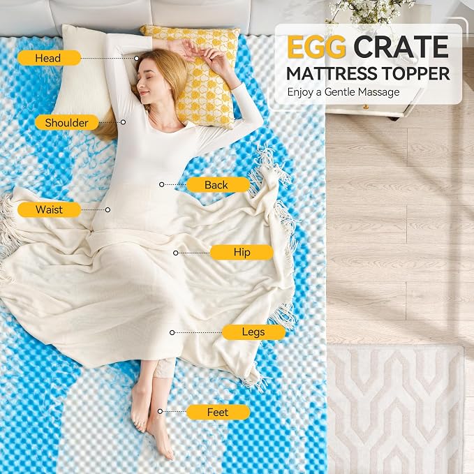 SINWEEK 3 Inch Egg Crate Memory Foam Mattress Topper Twin XL, Twin Extra Long - Image 2