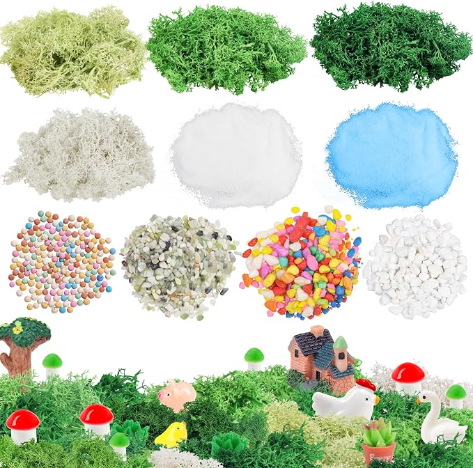 QUOZUO Scenery Basing Material Kit, 10 Pack Fairy Garden Miniatures Accessories by QUOZUO
