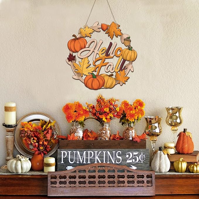 Unfinished Fall Wreaths Wood Crafts to Paint Set of 3, Unfinished Wood Cutouts - Image 4