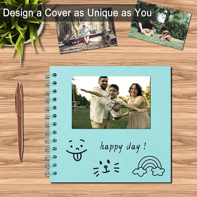 DIY Scrapbook Album 8x8 Inch, Hardcover Kraft Paper Scrap Book Photo Album - Image 5