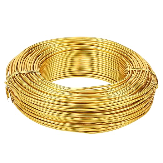 Fashewelry 180 Feet 2mm Gold Aluminum Wire Bendable Metal Craft Wire by FASHEWELRY