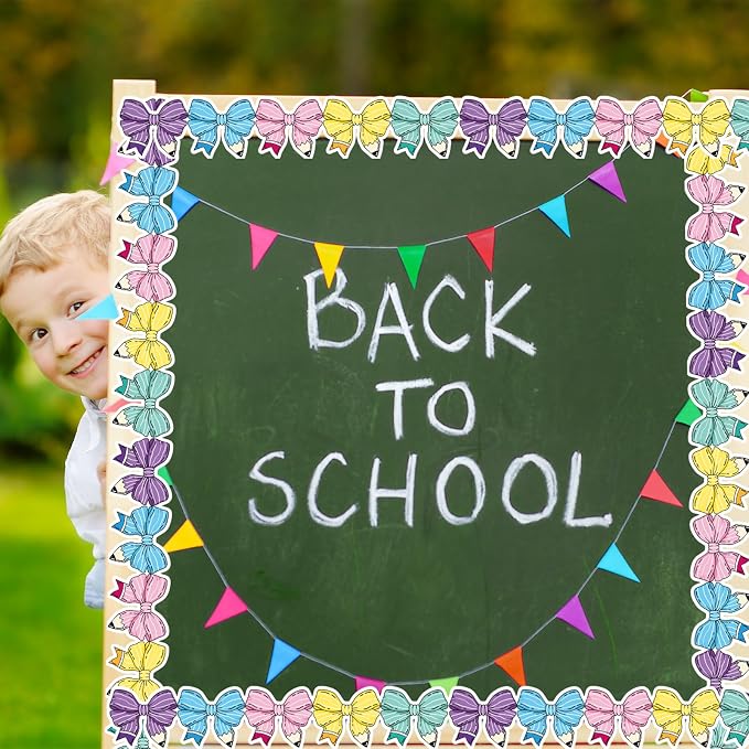 FYSUIMU 65.6 Ft Pencil Bow Bulletin Board Border Pastel Colorful Pencil - Image 5