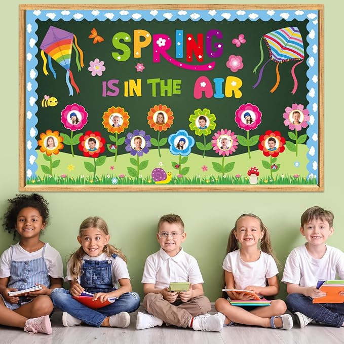 Spring is in The Air Bulletin Board Set Colorful Floral Butterfly Photo Craft - Image 7