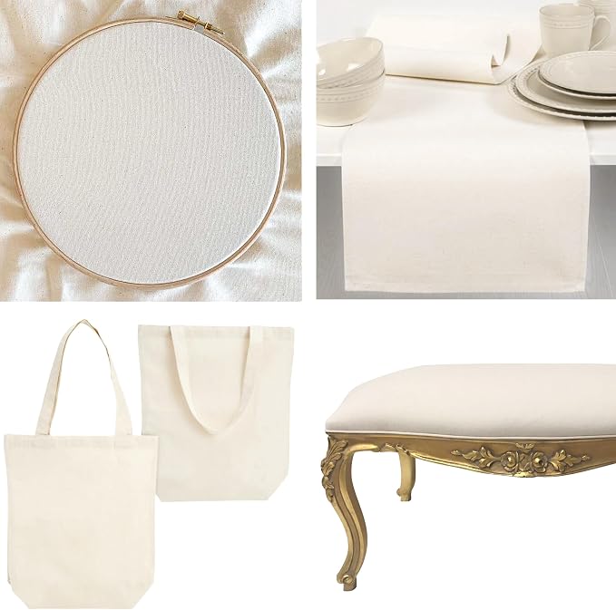 Barcelonetta | Canvas Fabric | Cotton Duck | Lightweight | White 4oz | 60'' - Image 4