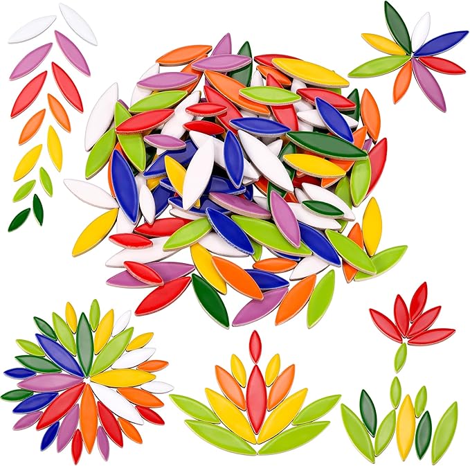Yoption Petal Mosaic Tiles for Crafts, 500g Flower Leaf Ceramic Mosaic Tiles by Yoption