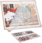 Puzzle Board with 4 Sorting Trays, Playing Surface with Protective Cover by Piecevana