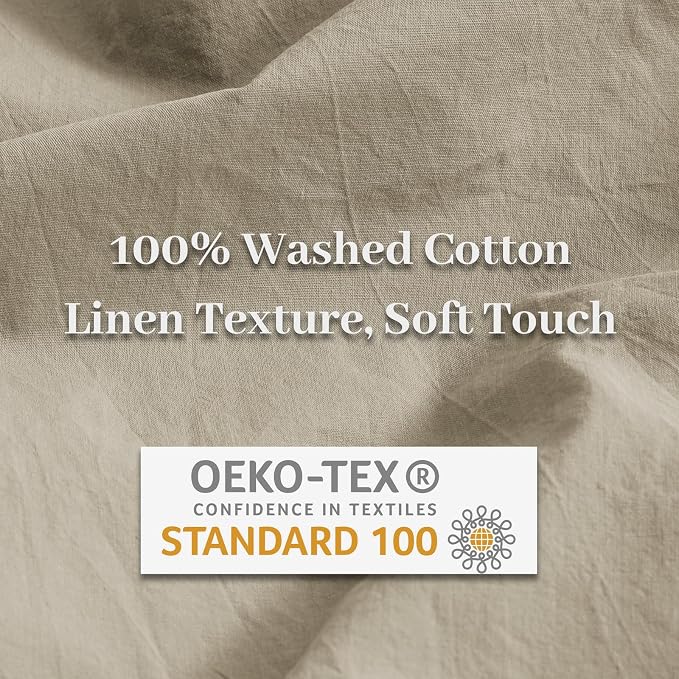 NEXHOME PRO Duvet Cover Set 100% Washed Cotton Oversized King 120"x98" Linen - Image 6
