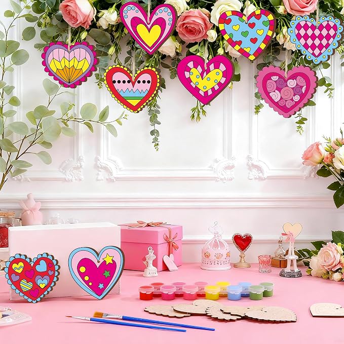 JellyArch 36 Pcs Valentine's Day Crafts, Wooden Heart Cutouts, Unfinished DIY - Image 3