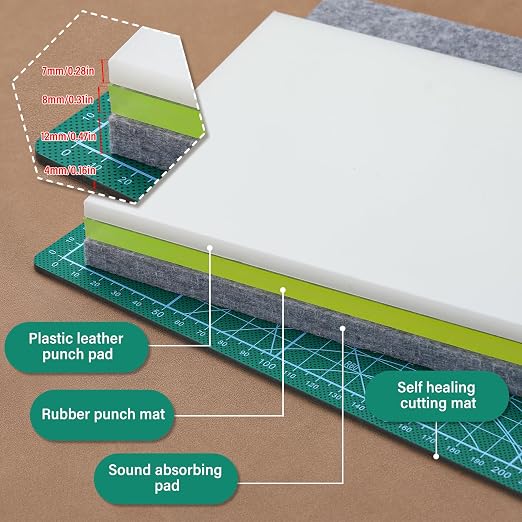 4 Pcs Leather Punch Pads, Leather Cutting Mat, Sound Absorbing Pad and A4 Self - Image 3