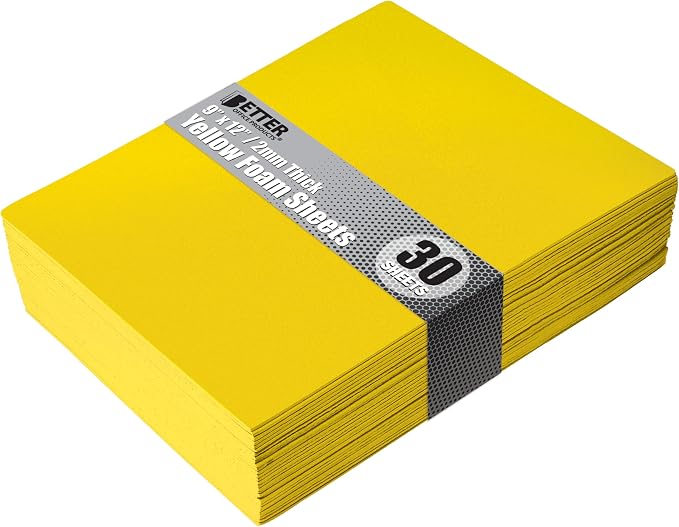 Better Office Products Yellow EVA Foam Sheets, 30 Pack, 2mm Thick, 9 x 12 Inch by BetterOfficeProducts