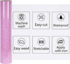 Purple Glitter HTV Heat Transfer Vinyl Rolls 12inch by 6feet PU Stretch Iron on - Image 2