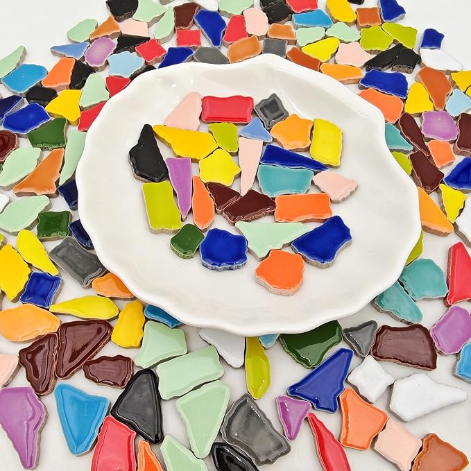 1.1lb Ceramic Mosaic Tiles, Mixed Colour Ceramic Mosaic Pieces - Image 9