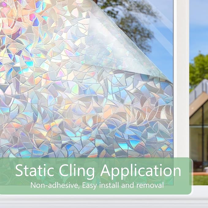HIDBEA Window Privacy Film Static Clings, Rainbow Window Film, 3D Decals - Image 5