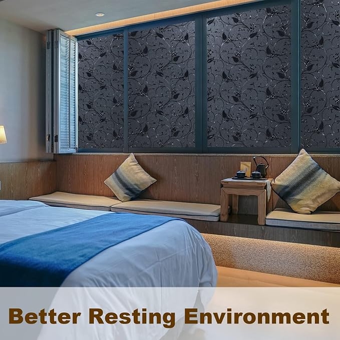 Niviy Static Cling Total Blackout Non-Adhesive Window Film Black Out Windows - Image 7