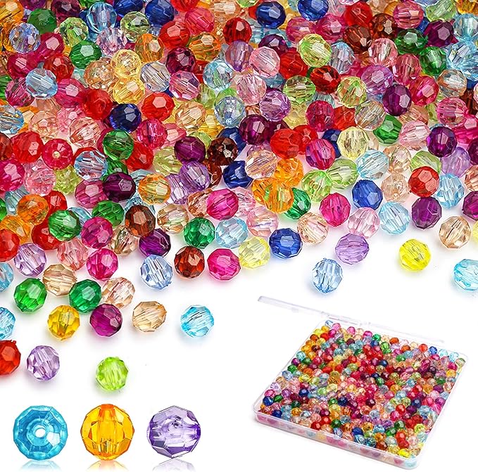 BONNY BOXX 500pcs 8mm Acrylic Faceted Round Crystal Beads Mixed Colors Loose by BONNY+BOXX