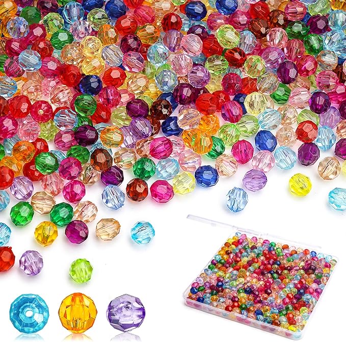BONNY BOXX 1000pcs 6mm Acrylic Faceted Round Crystal Beads Mixed Colors Loose by BONNY+BOXX