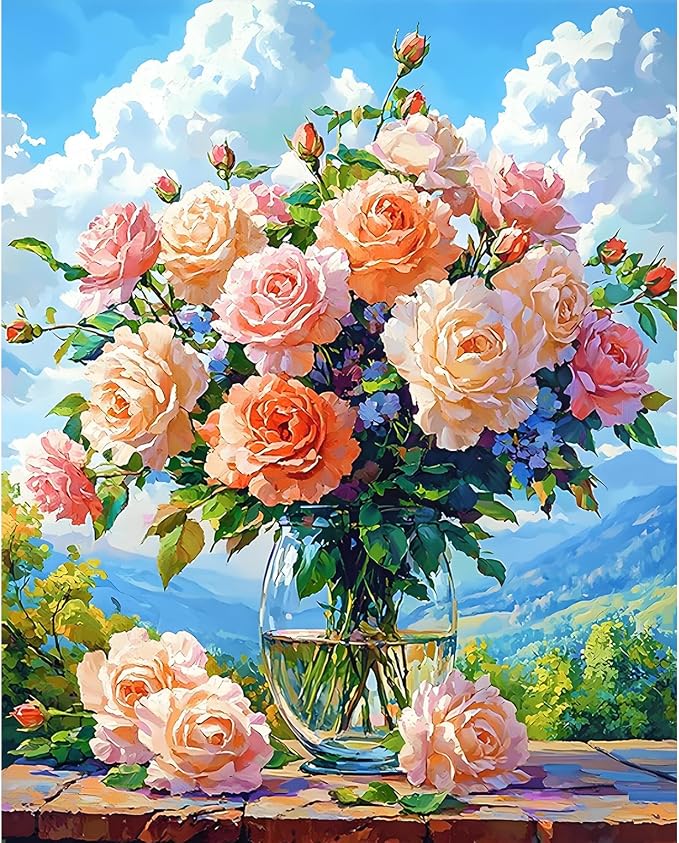 Cytheron Paint by Numbers Kit for Adults, Rose DIY Painting Kit, 16x20 Inch | by CytheronDIYKit