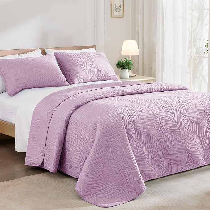 Exclusivo Mezcla King Size Quilt Bedding Set, Lightweight Lilac Quilts King Size - Image 2