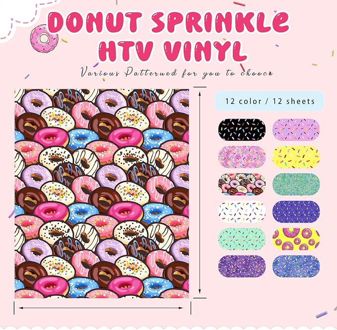 Tintnut Donut Sprinkle Heat Transfer Vinyl, 12 Sheets 12×10in Iron on Vinyl | - Image 2