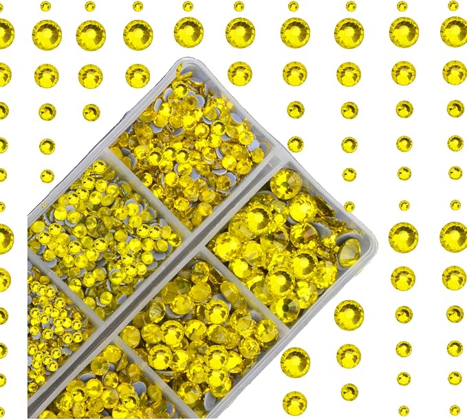 4000pcs Mixed Size Hot Fix Round Crystals Gems Glass Stones Hotfix Flat Back by MASSIVE+BEADS