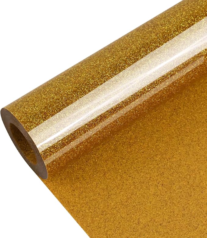 Golden Glitter Heat Transfer Vinyl, Glitter Iron-On by Unknown