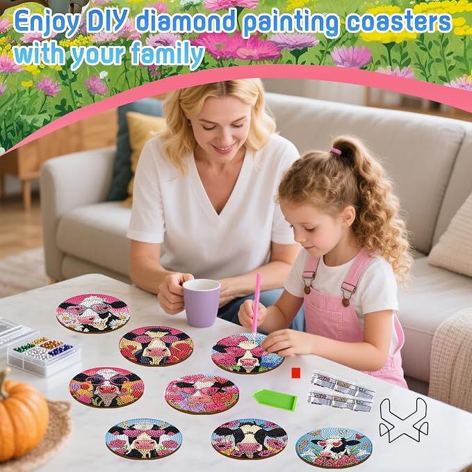 DOZEEZOP 8-Pack Diamond Art Coaster Kit - Image 6