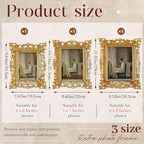 Wonderjune 3 Pcs Vintage Picture Frames Antique Set Baroque Ornate Gold Arched - Image 2