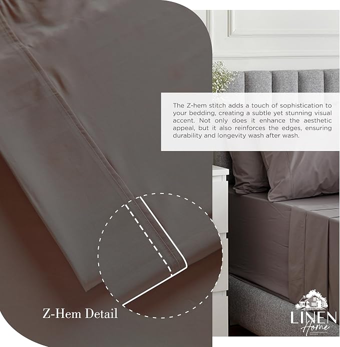 Linen Home 100% Cotton Percale Sheets Twin XL Size, Deep Pocket, 3 Pieces Set - Image 3
