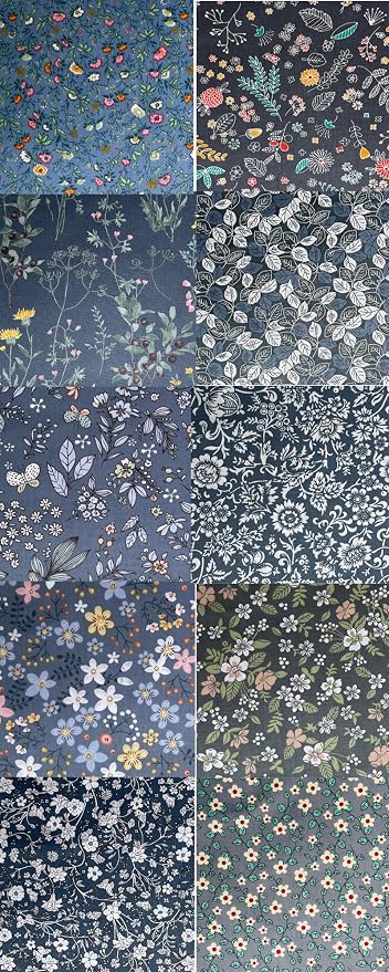 HANPATQUI 50PCS 5 x 5 inch Grey Printed 100% Cotton Fat Quarters Fabric - Image 5