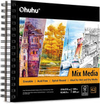 Ohuhu Mix Media Pad, 8.3" x 8.3" Mixed Media Art Sketchbook, 120 LB/200 GSM by Ohuhu