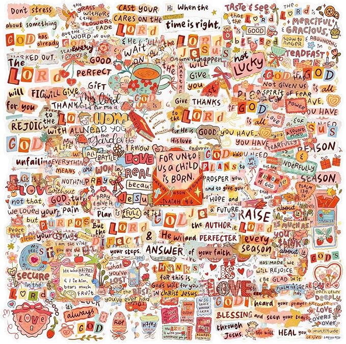 50 PCS Bible Verse Stickers for Scrapbooking Journaling Junk Journal Scrapbook by Unknown