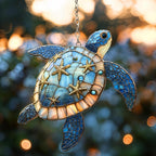 Majestic Blue Ocean Turtle Acrylic Suncatcher by Unknown