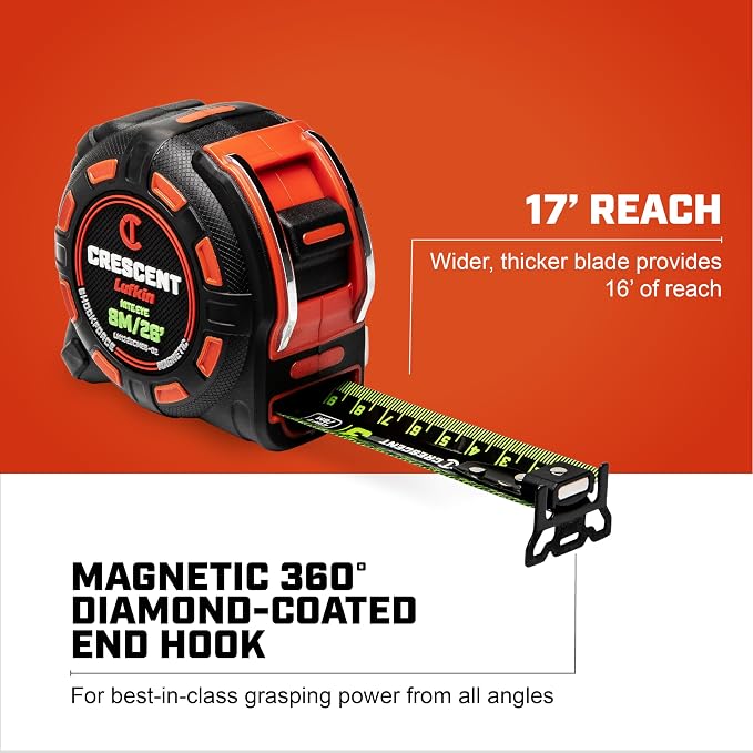 Crescent Lufkin 8 Meter / 25 Ft. SHOCKFORCE NITE EYE Magnetic Tape Measure | - Image 5