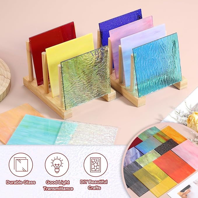 PATIKIL 4 x 6 Inch Transparent Stained Glass Sheets, 2 Sheets Mosaic Glass - Image 3
