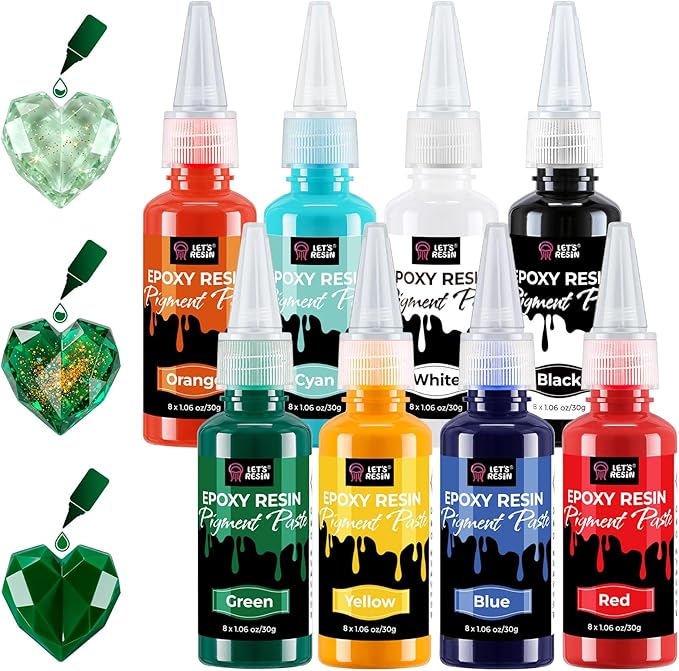 LET'S RESIN 8-Color Resin Pigment Paste, 8 * 1.06oz Concentrated Color | Epoxy by LETSRESIN