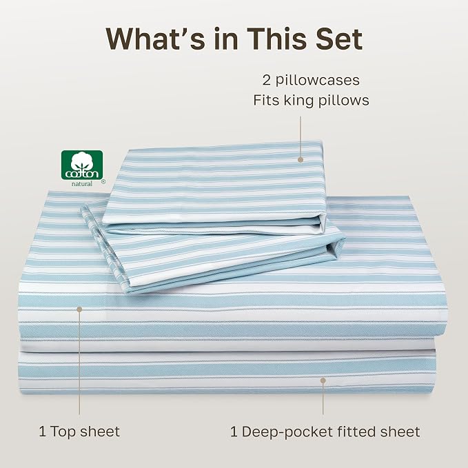 California Design Den Soft 100% Cotton Sheets Cal King Size Set, 400 TC Good - Image 4